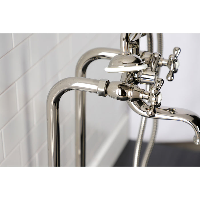 Kingston Heirloom CCK226K6 - Kingston Three-Handle 2-Hole Freestanding Clawfoot Tub Faucet Package with Supply Line and Stop Valve, Polished Nickel
