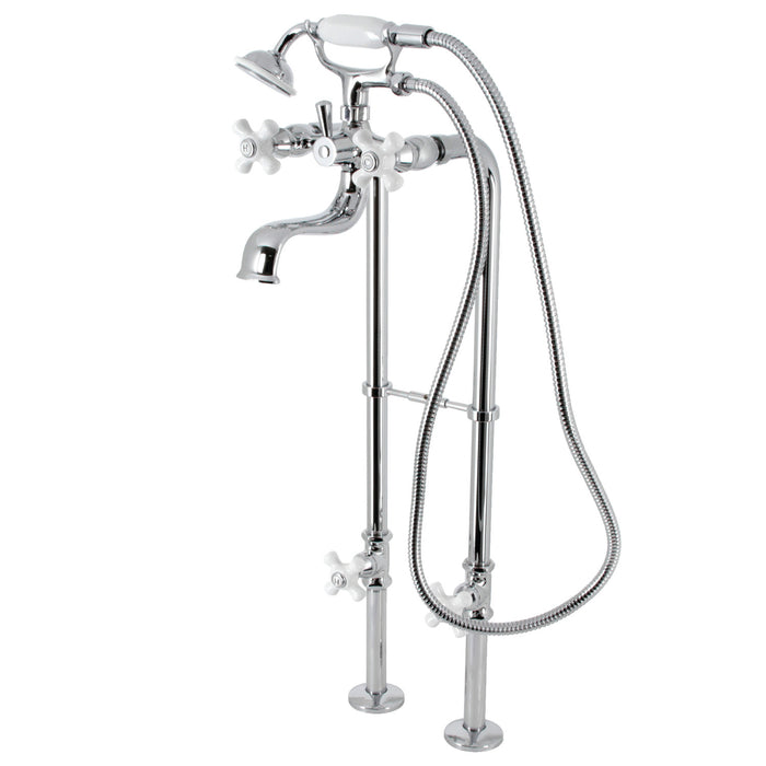 Kingston Heirloom CCK226PXK1 - Kingston Three-Handle 2-Hole Freestanding Clawfoot Tub Faucet Package with Supply Line and Stop Valve, Polished Chrome