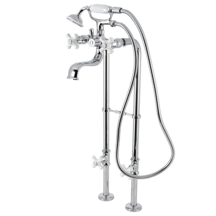 Kingston CCK226PXK1 Three-Handle 2-Hole Freestanding Clawfoot Tub Faucet Package with Supply Line and Stop Valve, Polished Chrome