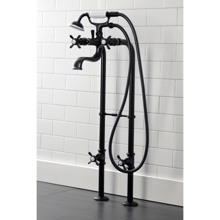 Essex CCK246K0 Three-Handle 2-Hole Freestanding Clawfoot Tub Faucet Package with Supply Line and Stop Valve, Matte Black