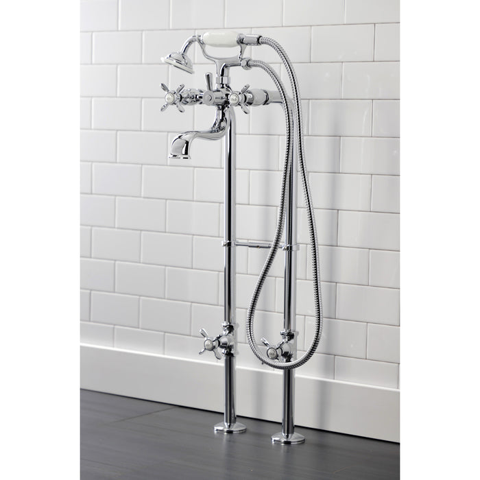 Kingston Heirloom CCK246K1 - Essex Three-Handle 2-Hole Freestanding Clawfoot Tub Faucet Package with Supply Line and Stop Valve, Polished Chrome