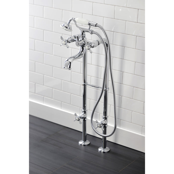 Kingston Heirloom CCK246K1 - Essex Three-Handle 2-Hole Freestanding Clawfoot Tub Faucet Package with Supply Line and Stop Valve, Polished Chrome