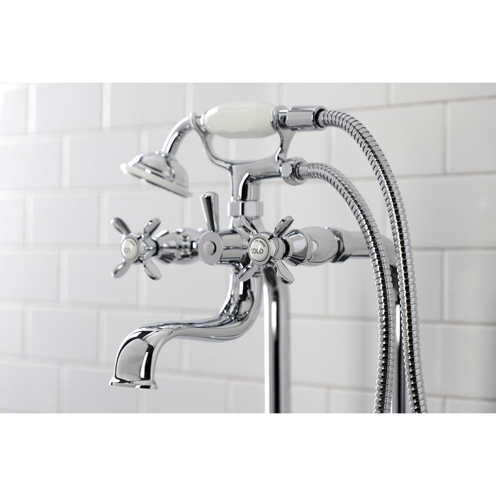 Kingston Heirloom CCK246K1 - Essex Three-Handle 2-Hole Freestanding Clawfoot Tub Faucet Package with Supply Line and Stop Valve, Polished Chrome