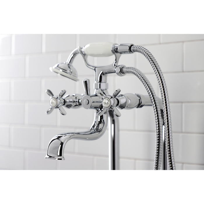 Essex CCK246K1 Three-Handle 2-Hole Freestanding Clawfoot Tub Faucet Package with Supply Line and Stop Valve, Polished Chrome