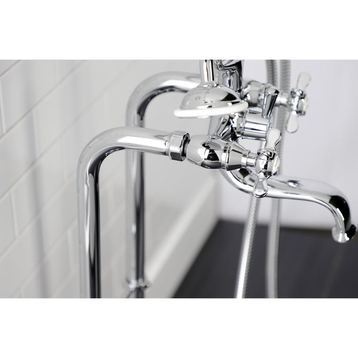 Kingston Heirloom CCK246K1 - Essex Three-Handle 2-Hole Freestanding Clawfoot Tub Faucet Package with Supply Line and Stop Valve, Polished Chrome