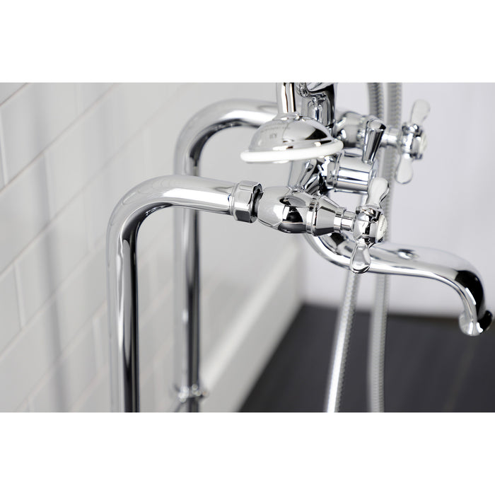 Essex CCK246K1 Three-Handle 2-Hole Freestanding Clawfoot Tub Faucet Package with Supply Line and Stop Valve, Polished Chrome
