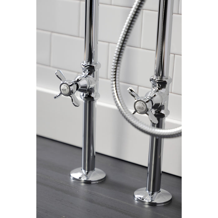 Kingston Heirloom CCK246K1 - Essex Three-Handle 2-Hole Freestanding Clawfoot Tub Faucet Package with Supply Line and Stop Valve, Polished Chrome