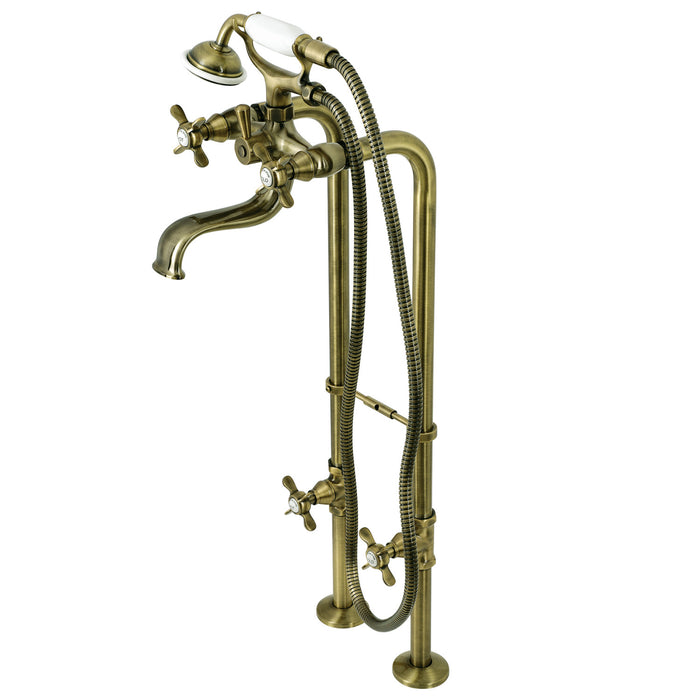 Kingston Heirloom CCK246K3 - Essex Three-Handle 2-Hole Freestanding Clawfoot Tub Faucet Package with Supply Line and Stop Valve, Antique Brass