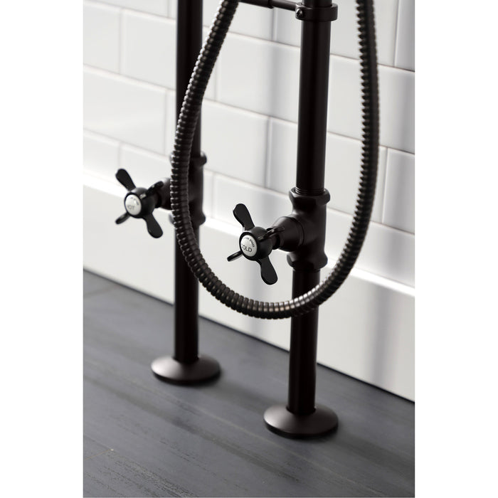 Kingston Heirloom CCK246K5 - Essex Three-Handle 2-Hole Freestanding Clawfoot Tub Faucet Package with Supply Line and Stop Valve, Oil Rubbed Bronze