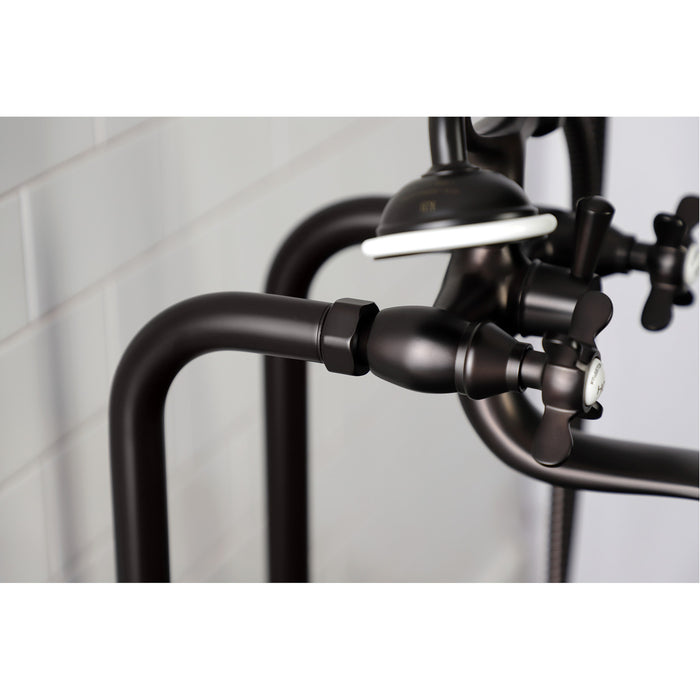 Kingston Heirloom CCK246K5 - Essex Three-Handle 2-Hole Freestanding Clawfoot Tub Faucet Package with Supply Line and Stop Valve, Oil Rubbed Bronze