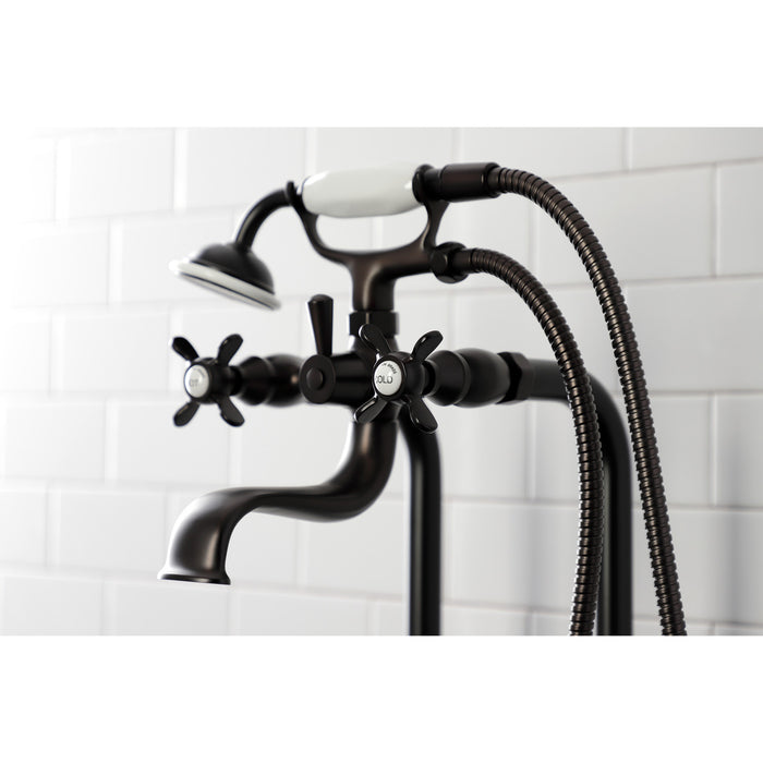 Kingston Heirloom CCK246K5 - Essex Three-Handle 2-Hole Freestanding Clawfoot Tub Faucet Package with Supply Line and Stop Valve, Oil Rubbed Bronze