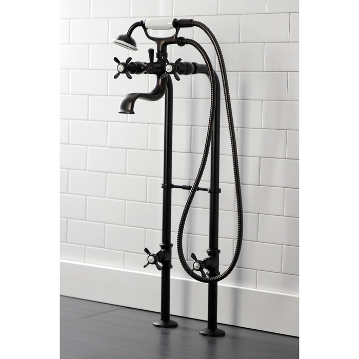 Kingston Heirloom CCK246K5 - Essex Three-Handle 2-Hole Freestanding Clawfoot Tub Faucet Package with Supply Line and Stop Valve, Oil Rubbed Bronze