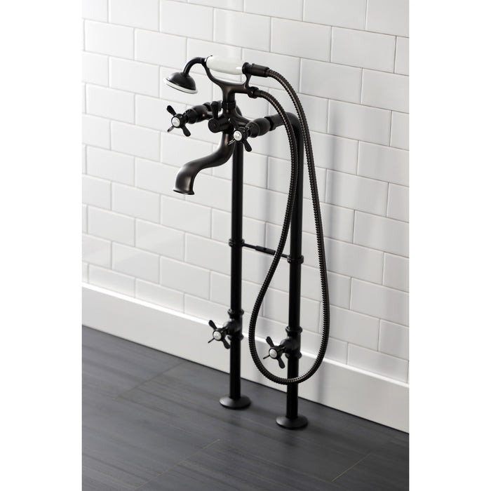 Kingston Heirloom CCK246K5 - Essex Three-Handle 2-Hole Freestanding Clawfoot Tub Faucet Package with Supply Line and Stop Valve, Oil Rubbed Bronze