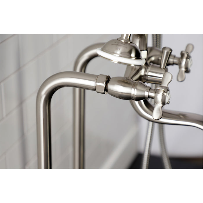 Essex CCK246K8 Three-Handle 2-Hole Freestanding Clawfoot Tub Faucet Package with Supply Line and Stop Valve, Brushed Nickel