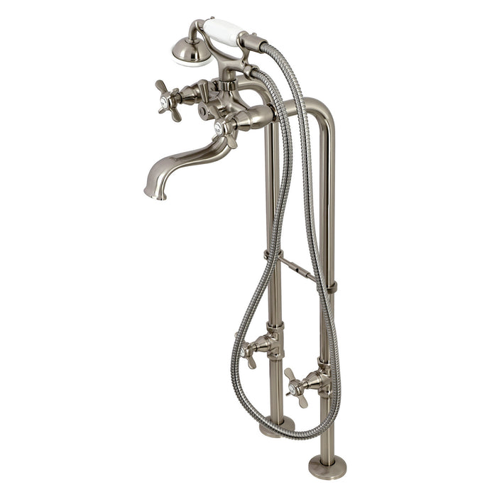 Essex CCK246K8 Three-Handle 2-Hole Freestanding Clawfoot Tub Faucet Package with Supply Line and Stop Valve, Brushed Nickel