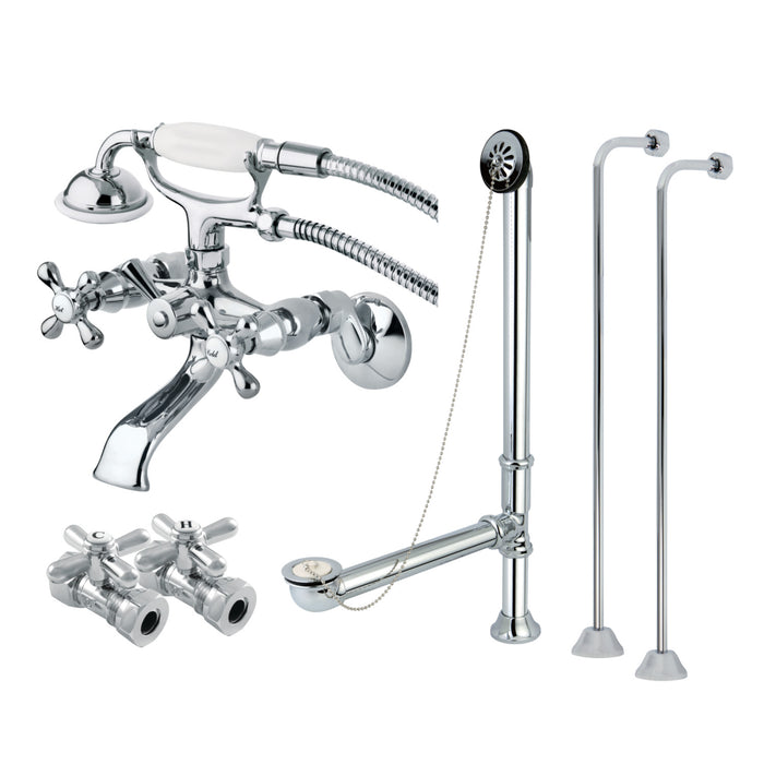 Vintage CCK265C Two-Handle 2-Hole Tub Wall Mount Clawfoot Tub Faucet Package with Supply Line and Hand Shower, Polished Chrome