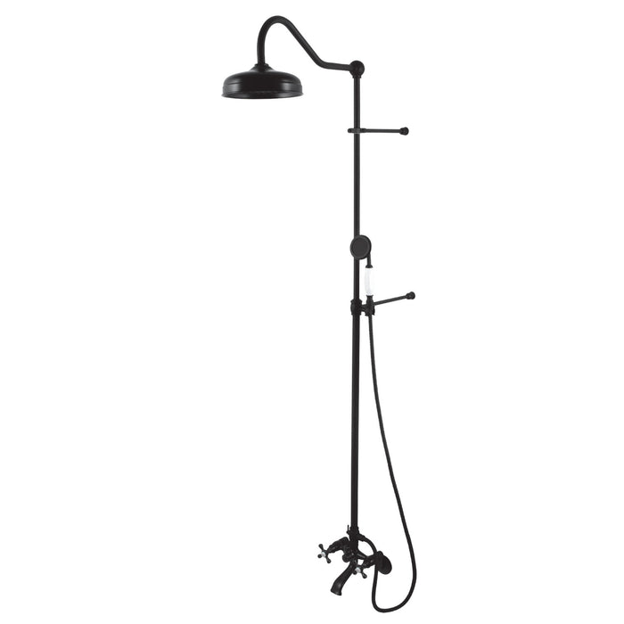 Vintage CCK2660 Two-Handle 2-Hole Wall Mount Clawfoot Tub Faucet Package with Shower Combo and Hand Shower, Matte Black