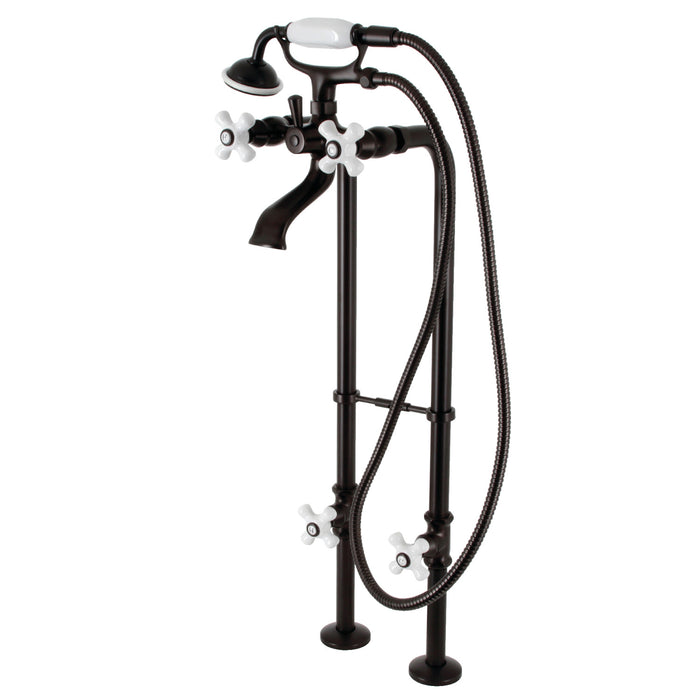 Kingston CCK266PXK5 Three-Handle 2-Hole Freestanding Clawfoot Tub Faucet Package with Supply Line and Stop Valve, Oil Rubbed Bronze