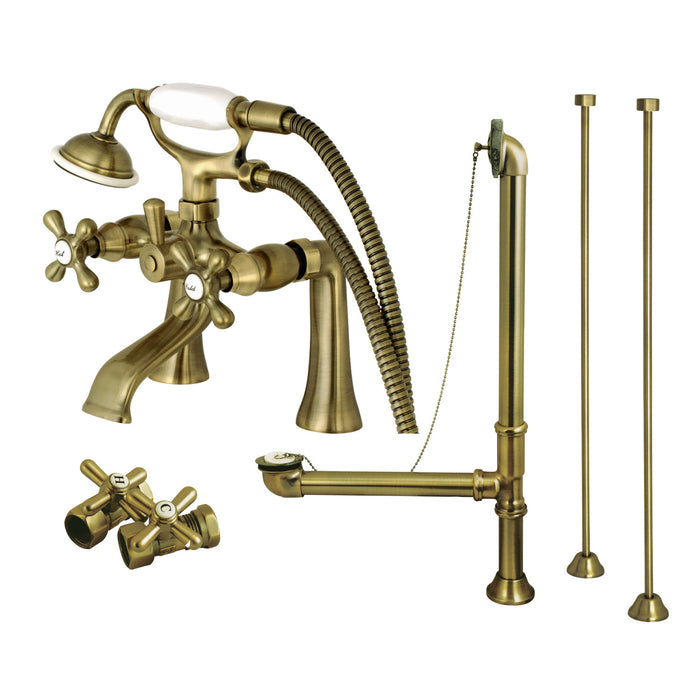 Vintage CCK268AB Two-Handle 2-Hole Deck Mount Clawfoot Tub Faucet Package with Hand Shower, Antique Brass