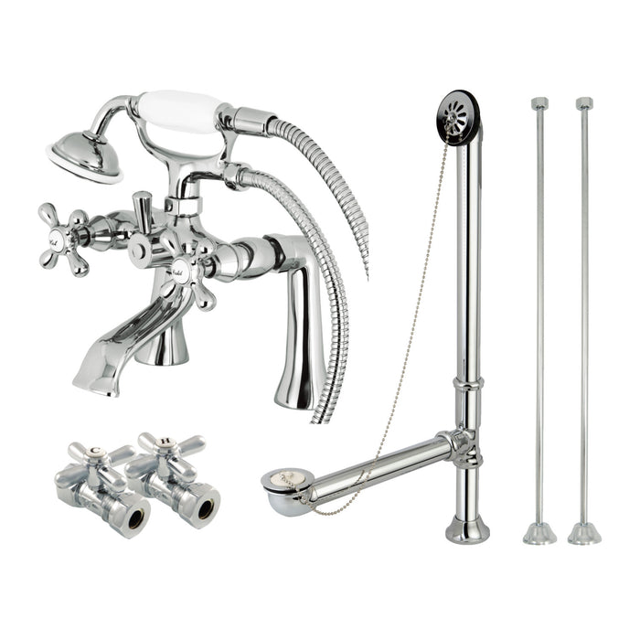 Vintage CCK268C Two-Handle 2-Hole Deck Mount Clawfoot Tub Faucet Package with Hand Shower, Polished Chrome