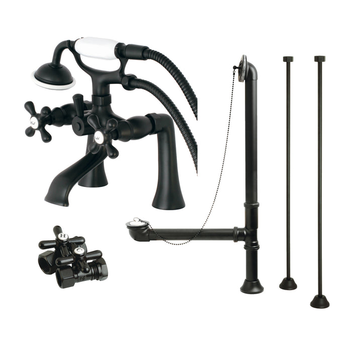 Vintage CCK268MB Two-Handle 2-Hole Deck Mount Clawfoot Tub Faucet Package with Hand Shower, Matte Black