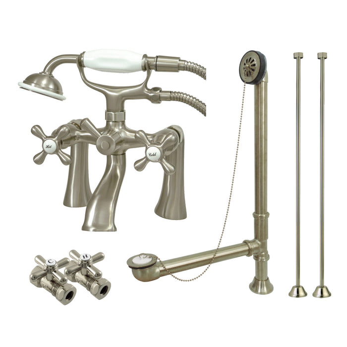 Vintage CCK268SN Two-Handle 2-Hole Deck Mount Clawfoot Tub Faucet Package with Hand Shower, Brushed Nickel