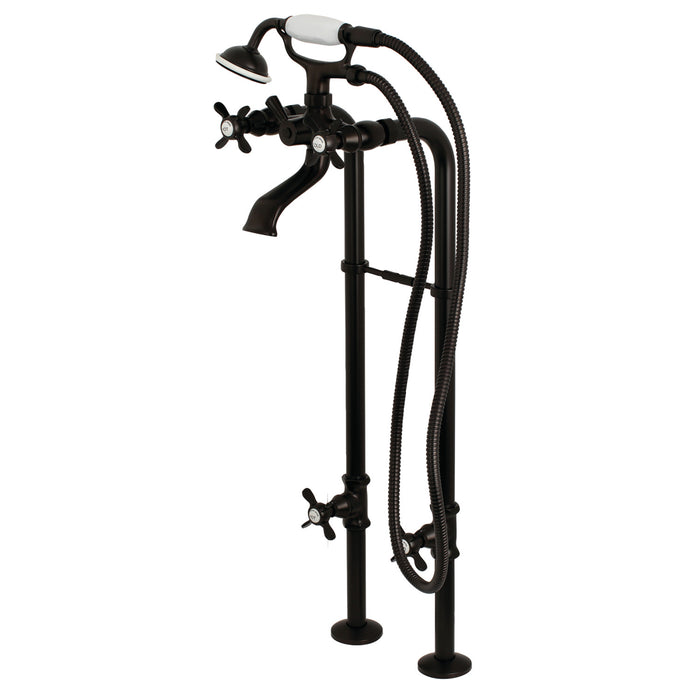 Kingston CCK285K5 Three-Handle 2-Hole Freestanding Tub Faucet with Supply Line and Stop Valve, Oil Rubbed Bronze