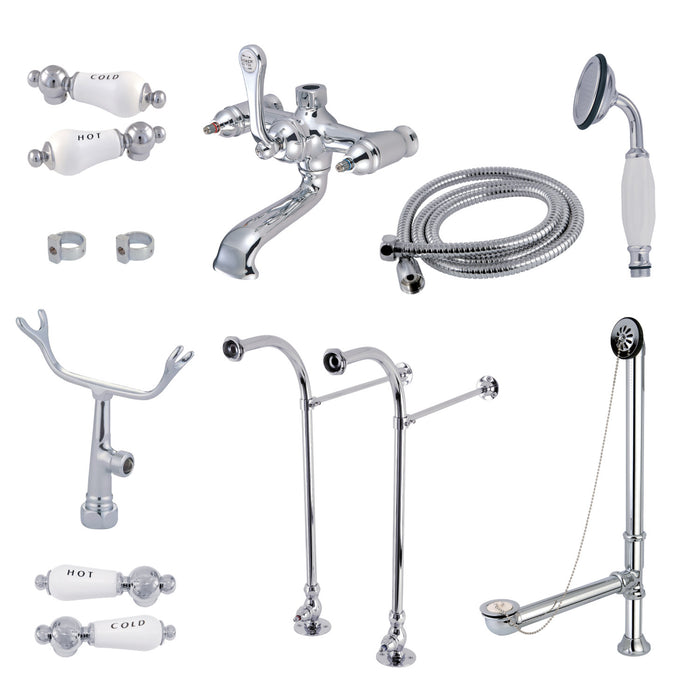 Vintage CCK5171CPL Freestanding Clawfoot Tub Faucet Package with Supply Line, Polished Chrome