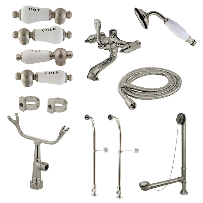 Vintage CCK5178CPL Freestanding Clawfoot Tub Faucet Package with Supply Line, Brushed Nickel