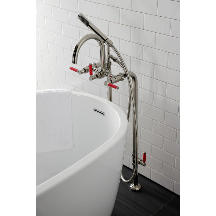 Kingston Sona CCK8106DKL - Concord Freestanding Tub Faucet with Supply Line and Stop Valve, Polished Nickel