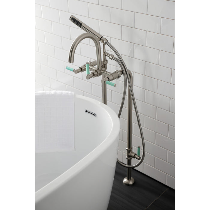 Kingston Sona CCK8108DKL - Concord Freestanding Tub Faucet with Supply Line and Stop Valve, Brushed Nickel