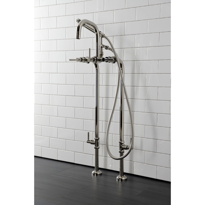 Kingston Sona CCK8406DL - Concord Freestanding Tub Faucet with Supply Line and Stop Valve, Polished Nickel