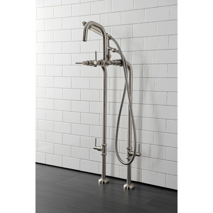 Kingston Sona CCK8408DL - Concord Freestanding Tub Faucet with Supply Line and Stop Valve, Brushed Nickel