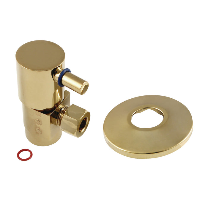 CD43302DLK 1/2-Inch FIP x 3/8-Inch OD Comp Anti-Seize Deluxe Quarter-Turn Ceramic Hardisc Cartridge Angle Stop with Flange, Polished Brass