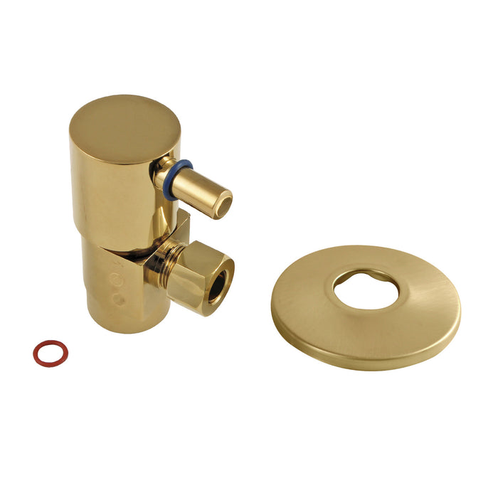 CD43307DLK 1/2-Inch FIP x 3/8-Inch OD Comp Anti-Seize Deluxe Quarter-Turn Ceramic Hardisc Cartridge Angle Stop with Flange, Brushed Brass