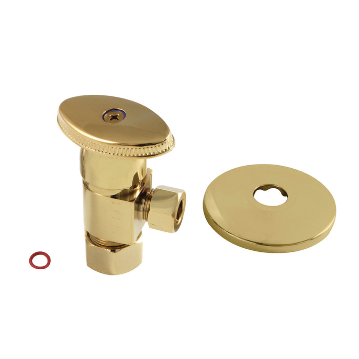 CD53302VAK 5/8-Inch OD Comp x 3/8-Inch OD Comp Anti-Seize Deluxe Quarter-Turn Ceramic Hardisc Cartridge Angle Stop with Flange, Polished Brass