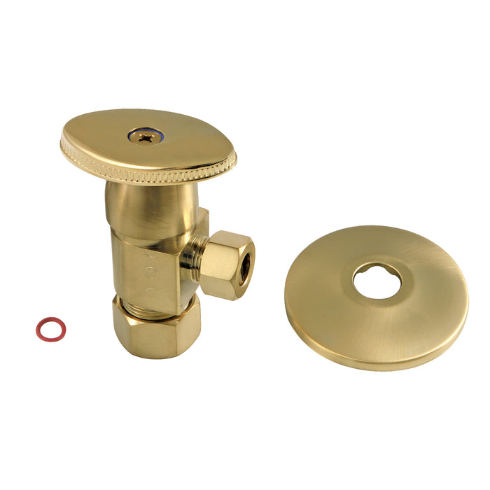 CD53307VAK 5/8-Inch OD Comp x 3/8-Inch OD Comp Anti-Seize Deluxe Quarter-Turn Ceramic Hardisc Cartridge Angle Stop with Flange, Brushed Brass