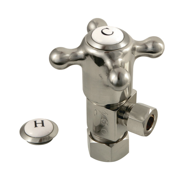 Kingston Heirloom CD53308BX - Heritage 5/8-Inch O.D. Comp x 3/8-Inch O.D. Comp Anti-Seize Deluxe Quarter-Turn Ceramic Hardisc Cartridge Angle Stop, Brushed Nickel