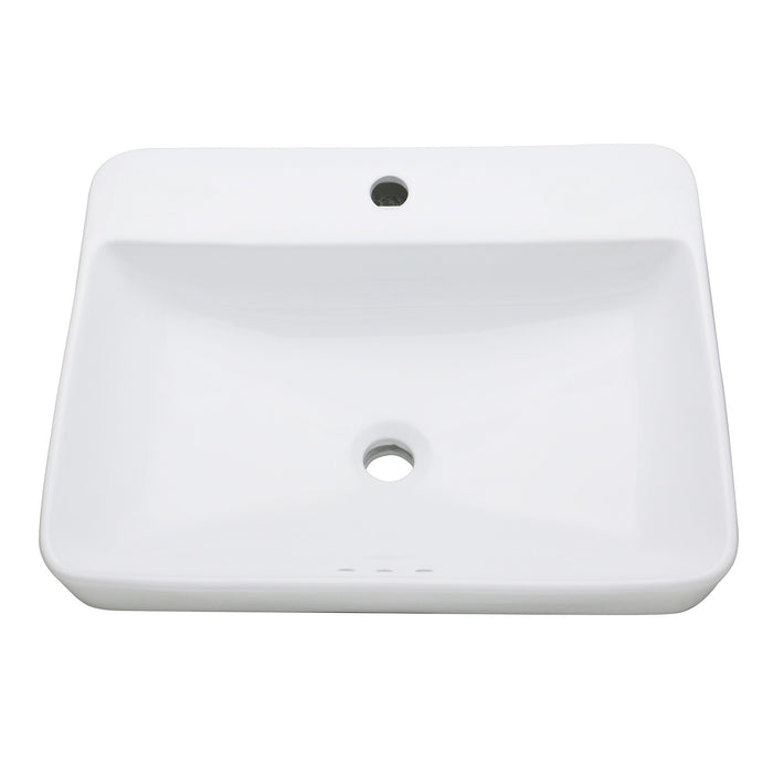 Century EV2318 Ceramic Rectangular Drop-In Bathroom Sink, White