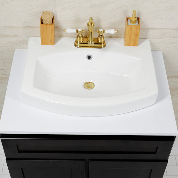 Inflection EV2418W34 24-Inch Ceramic Bathroom Sink (4-Inch, 3-Hole), White