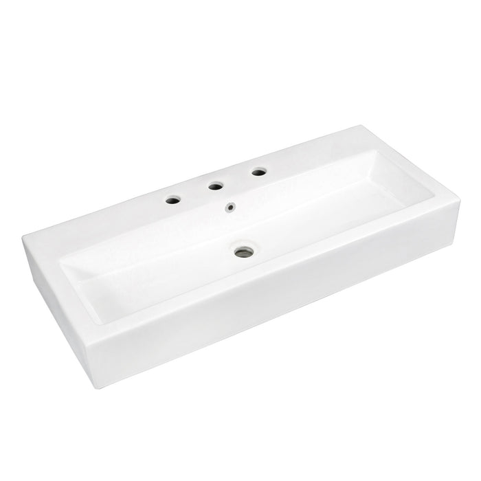 Anne EV3917W8 39-Inch Porcelain Rectangular Vessel Sink (8" Centers), White