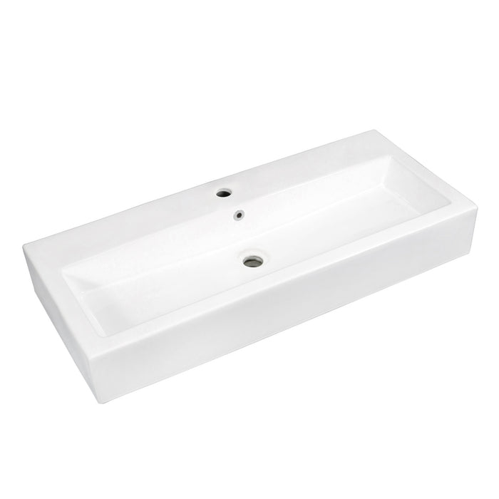 Anne EV3917 39-Inch Porcelain Rectangular Vessel Sink (Single-Hole), White