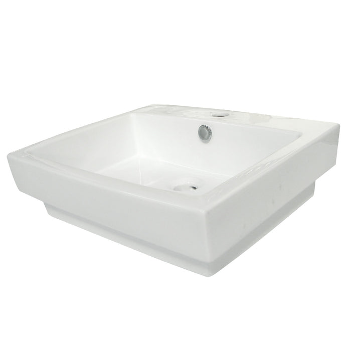 Plaza EV4024 Ceramic Semi-Recessed Bathroom Sink, White
