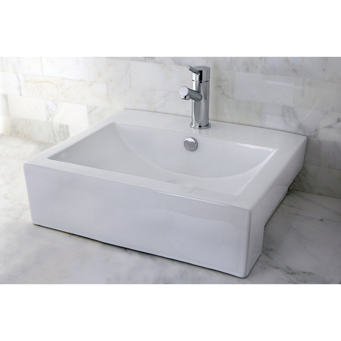 Concord EV4034 Ceramic Semi-Recessed Bathroom Sink, White