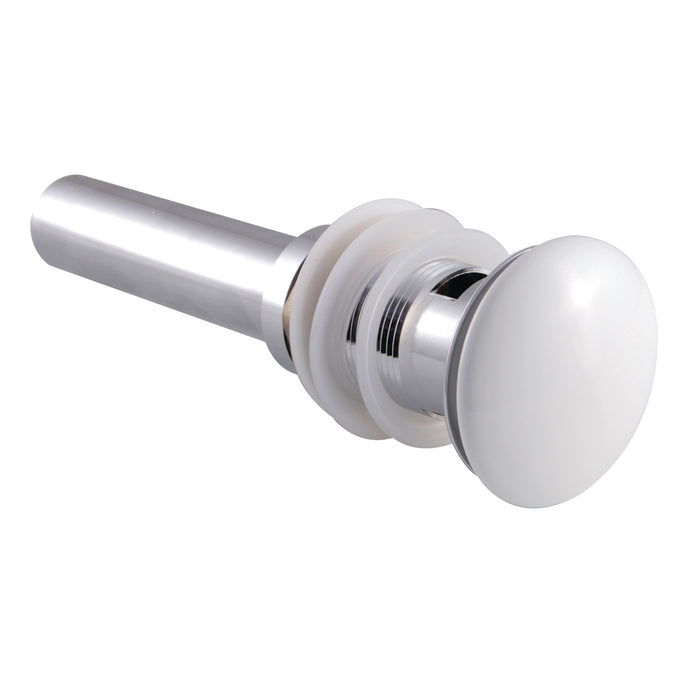Trimscape EV6001WT Brass Push Pop-Up Bathroom Sink Drain with Overflow, 22 Gauge with Porcelain Cover, Polished Chrome/White