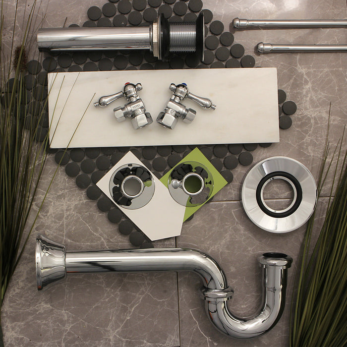 Trimscape EV8001 Brass Push Pop-Up Bathroom Sink Drain without Overflow, 22 Gauge, Polished Chrome