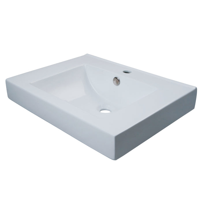Mission EV9620 Ceramic Semi-Recessed Bathroom Sink, White