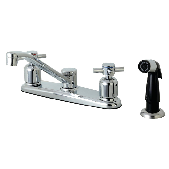 Concord FB112DX Two-Handle 4-Hole Deck Mount 8" Centerset Kitchen Faucet with Side Sprayer, Polished Chrome