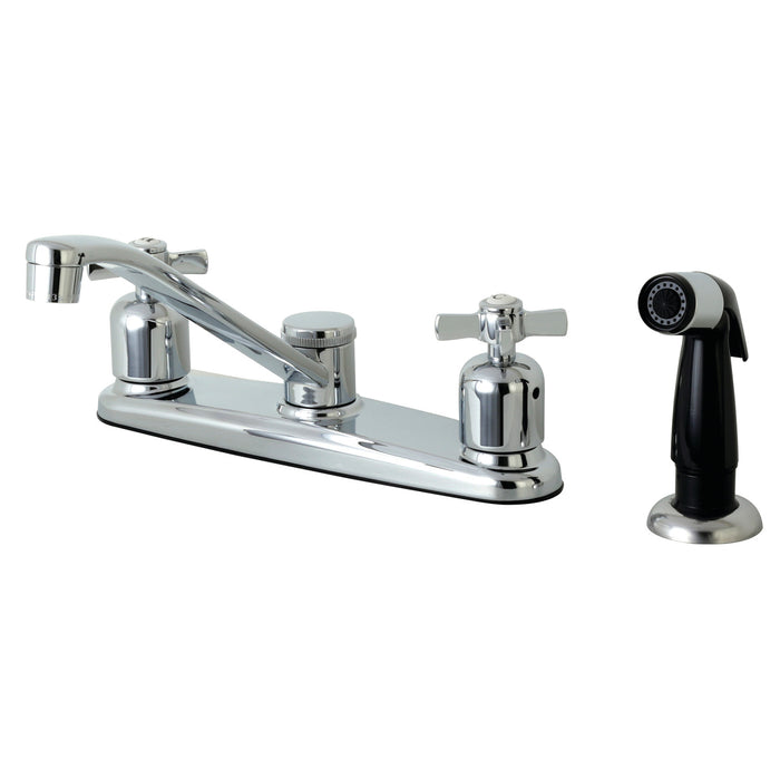 Millennium FB112ZX Two-Handle 4-Hole Deck Mount 8" Centerset Kitchen Faucet with Side Sprayer, Polished Chrome