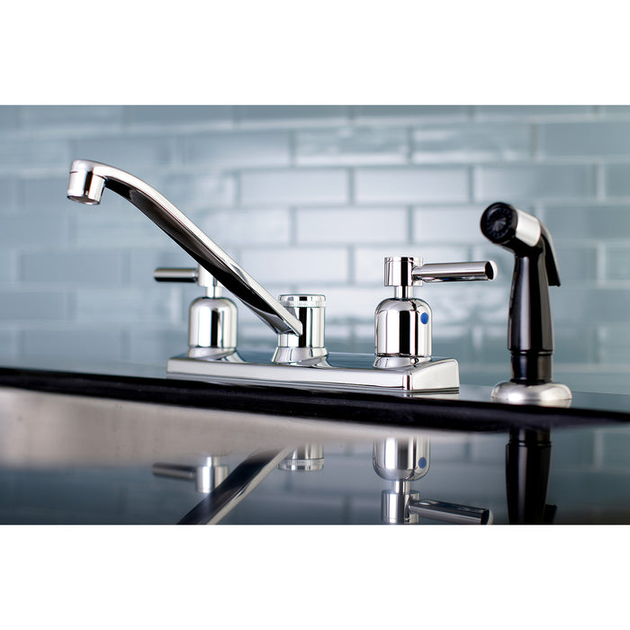 Concord FB122DL Two-Handle 4-Hole Deck Mount 8" Centerset Kitchen Faucet with Side Sprayer, Polished Chrome